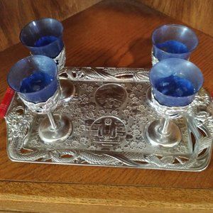 Cobalt blue cordial goblet set